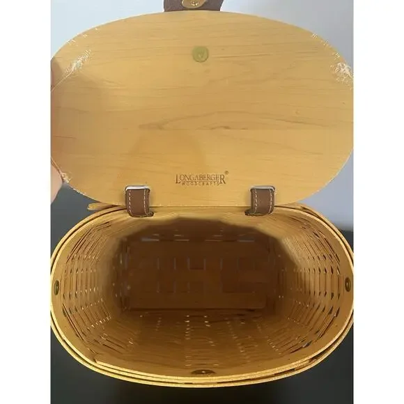 Longaberger 2000 Saddlebrook Country Estate Purse Maple Leather Strap Y2K VTG - Picture 10 of 14